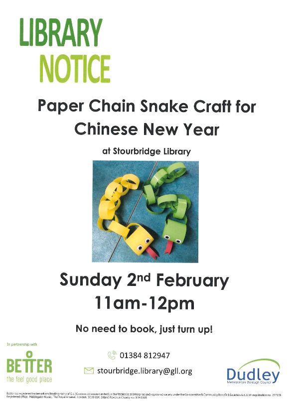 Stourbridge Library - Paper Chain Snake Craft for Chinese New Year